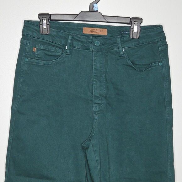 Judy Blue JB88806 Wide Leg Jeans Women's 13/31 Green Garment Dyed Cropped EUC - Picture 2 of 8